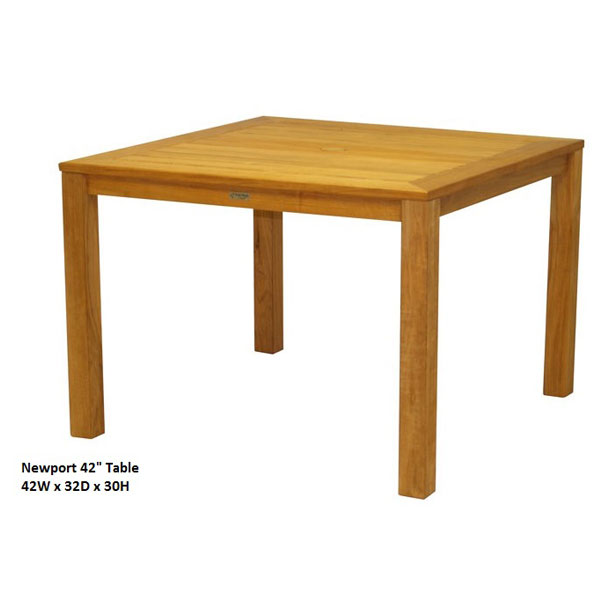 Teak Newport 42 inch Square Dining Table by Three Birds Casual - Image 3